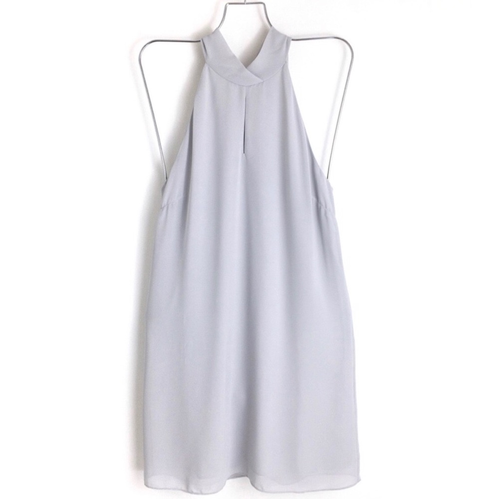 Naked zebra gray shift dress with tie neck S